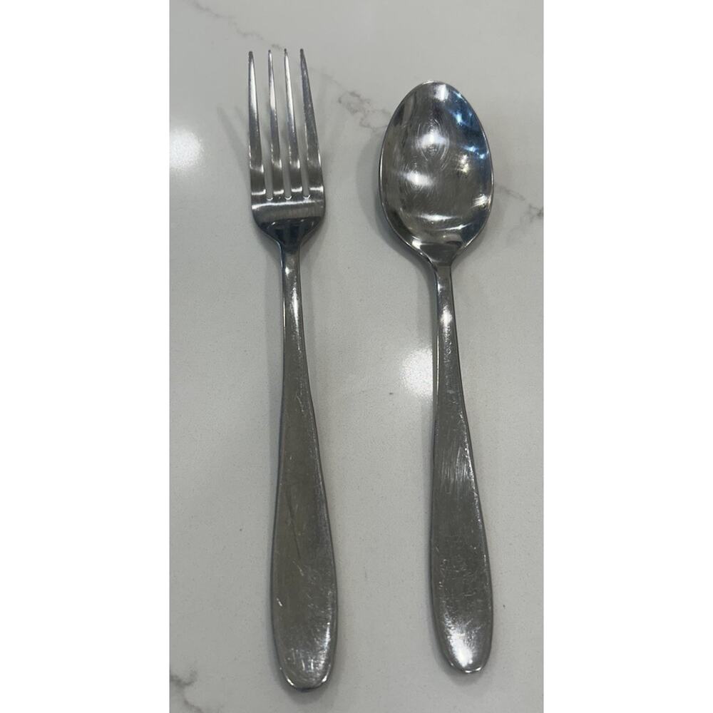 Vtg Robinson Reposa Glossy Stainless 18/10 Flatware Dinner Fork and Teaspoon MCM